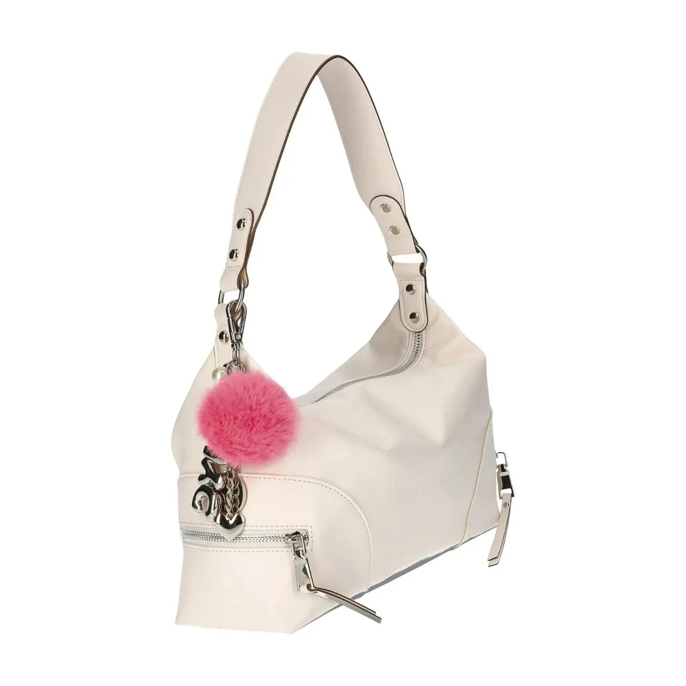 Madden NYC Women's Handbag Tote 2360 Hobo‎ Side Zipper Faux Leather, Cream